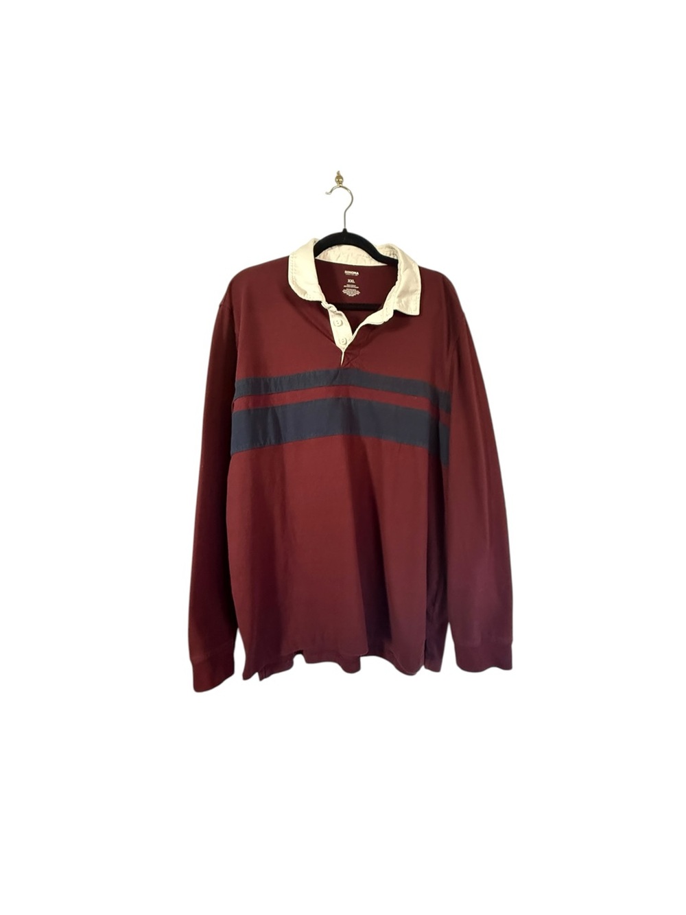 Sonoma Burgundy Rugby Long Sleeve T Shirt Men’s XXL